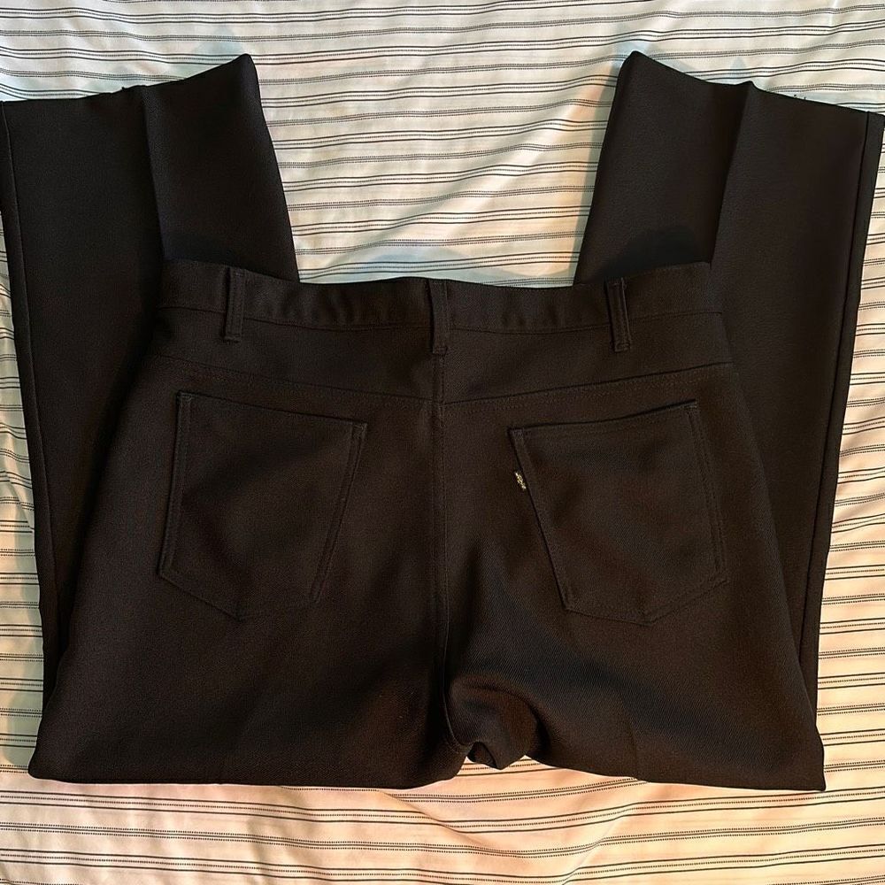 Levis Vintage Polyester Slacks Black Label. Waist: 38, Inseam: 27 inches